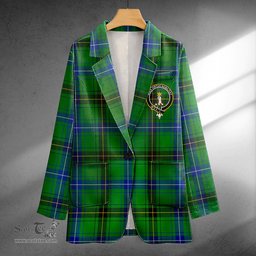 ScotsTee Shop Henderson (MacKendrick) Modern Clan Crest Casual Tartan Flat Lapel Collar Blazer Tartan Blazer Cotton