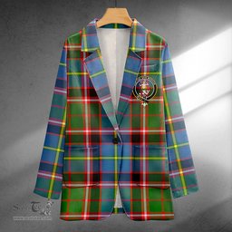 ScotsTee Shop Glass Clan Crest Casual Tartan Flat Lapel Collar Blazer Tartan Blazer Cotton