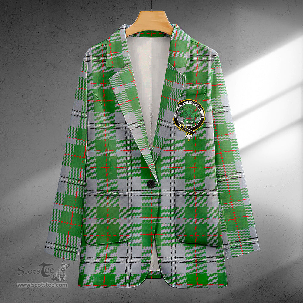 ScotsTee Shop Irvine of Glentulchan Modern Clan Crest Casual Tartan Flat Lapel Collar Blazer Tartan Blazer Cotton