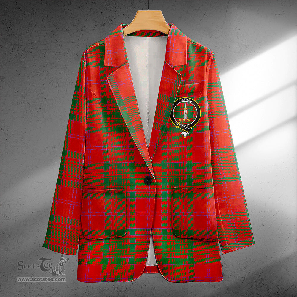 ScotsTee Shop MacAlister of Glenbarr Ancient Clan Crest Casual Tartan Flat Lapel Collar Blazer Tartan Blazer Cotton