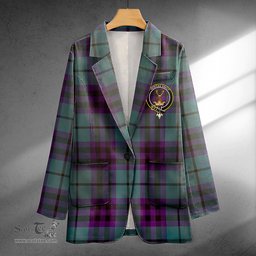 ScotsTee Shop Keith (Austin) Weathered Clan Crest Casual Tartan Flat Lapel Collar Blazer Tartan Blazer Cotton