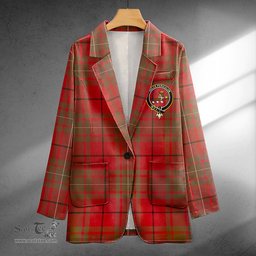 ScotsTee Shop MacAulay Weathered Clan Crest Casual Tartan Flat Lapel Collar Blazer Tartan Blazer Cotton