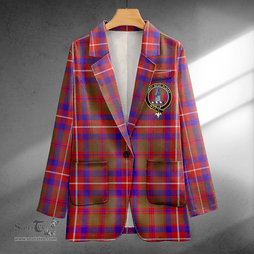 ScotsTee Shop Geddes Weathered Clan Crest Casual Tartan Flat Lapel Collar Blazer Tartan Blazer Cotton