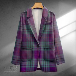ScotsTee Shop Hutton Weathered Clan Crest Casual Tartan Flat Lapel Collar Blazer Tartan Blazer Cotton