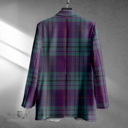 ScotsTee Shop Hutton Weathered Clan Crest Casual Tartan Flat Lapel Collar Blazer Tartan Blazer Cotton