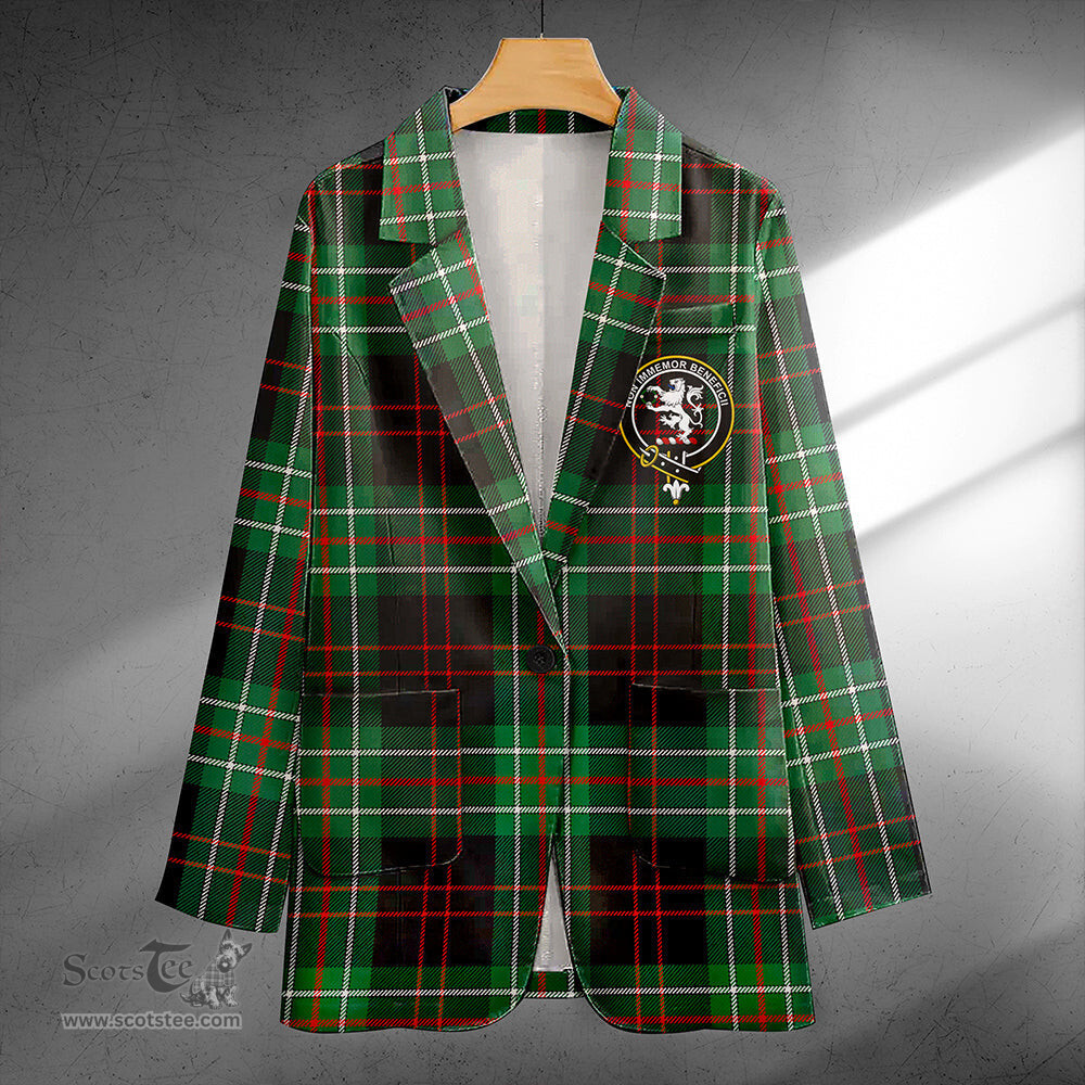 ScotsTee Shop MacDiarmid Modern Clan Crest Casual Tartan Flat Lapel Collar Blazer Tartan Blazer Cotton