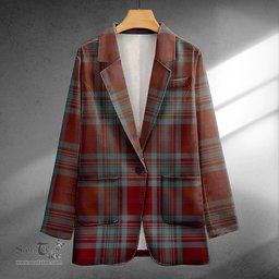ScotsTee Shop MacAlister of Glenbarr Hunting (MacAlister of Glenbarr; Hunting) Weathered Clan Crest Casual Tartan Flat Lapel Collar Blazer Tartan Blazer Cotton
