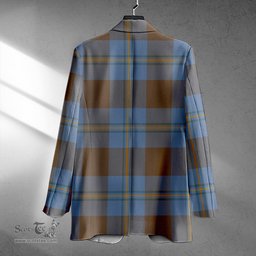 ScotsTee Shop Irvine of Bonshaw Weathered Clan Crest Casual Tartan Flat Lapel Collar Blazer Tartan Blazer Cotton