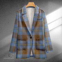ScotsTee Shop Irvine of Bonshaw Weathered Clan Crest Casual Tartan Flat Lapel Collar Blazer Tartan Blazer Cotton