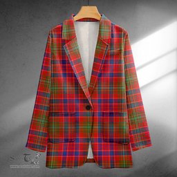 ScotsTee Shop Lumsden Modern Clan Crest Casual Tartan Flat Lapel Collar Blazer Tartan Blazer Cotton