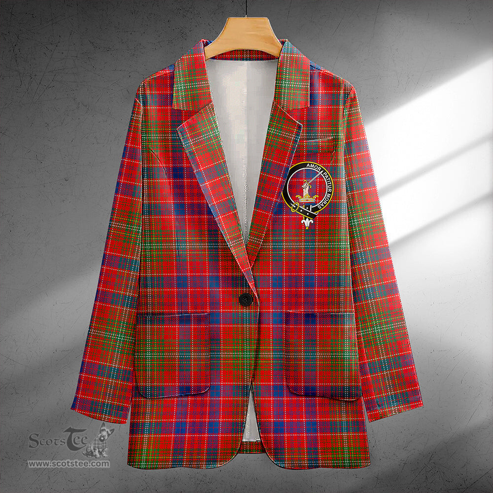 ScotsTee Shop Lumsden Modern Clan Crest Casual Tartan Flat Lapel Collar Blazer Tartan Blazer Cotton