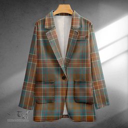 ScotsTee Shop Hunter of Hunterston (Galbraith of Hunterston) Weathered Clan Crest Casual Tartan Flat Lapel Collar Blazer Tartan Blazer Cotton