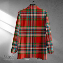 ScotsTee Shop MacFarlane Red Ancient Clan Crest Casual Tartan Flat Lapel Collar Blazer Tartan Blazer Cotton