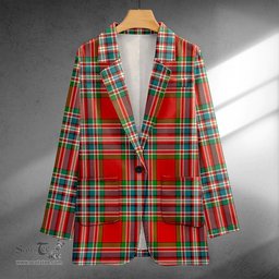 ScotsTee Shop MacFarlane Red Ancient Clan Crest Casual Tartan Flat Lapel Collar Blazer Tartan Blazer Cotton
