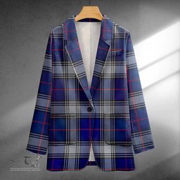 ScotsTee Shop Kinnaird Modern Clan Crest Casual Tartan Flat Lapel Collar Blazer Tartan Blazer Cotton
