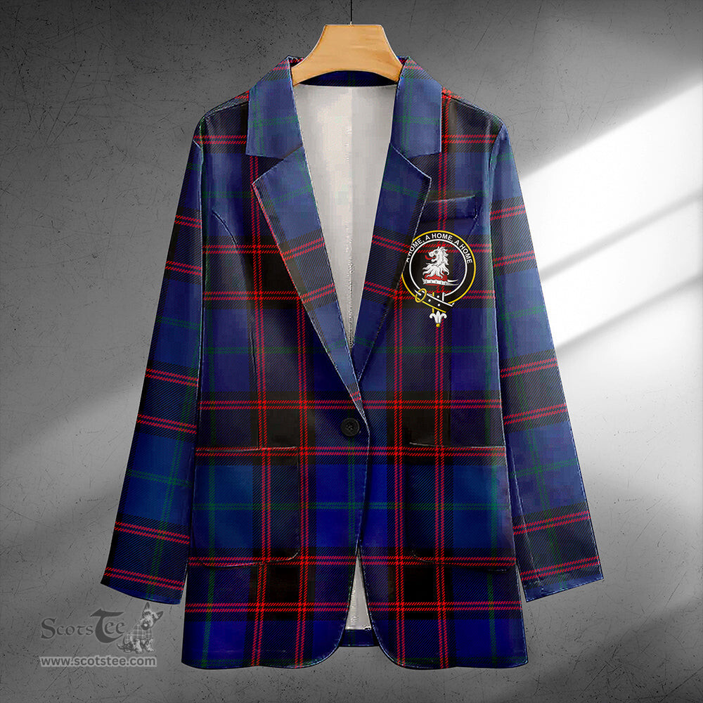 ScotsTee Shop Home Modern Clan Crest Casual Tartan Flat Lapel Collar Blazer Tartan Blazer Cotton