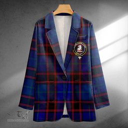 ScotsTee Shop Home Modern Clan Crest Casual Tartan Flat Lapel Collar Blazer Tartan Blazer Cotton