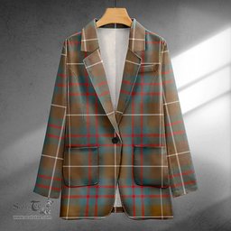 ScotsTee Shop Hamilton of Clayton Weathered Clan Crest Casual Tartan Flat Lapel Collar Blazer Tartan Blazer Cotton