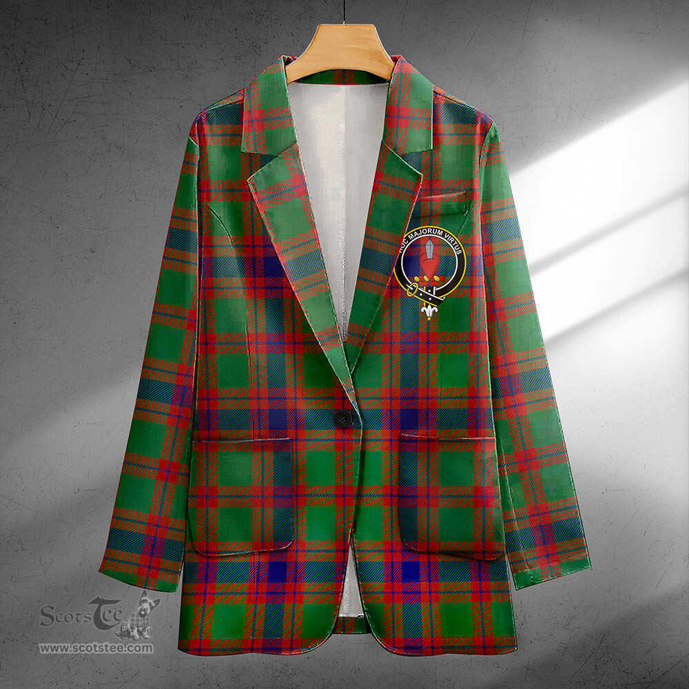 ScotsTee Shop Logan Light Modern Clan Crest Casual Tartan Flat Lapel Collar Blazer Tartan Blazer Cotton