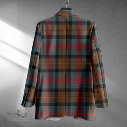 ScotsTee Shop Logan Weathered Clan Crest Casual Tartan Flat Lapel Collar Blazer Tartan Blazer Cotton
