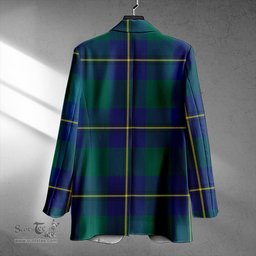 ScotsTee Shop Irvine of Bonshaw Modern Clan Crest Casual Tartan Flat Lapel Collar Blazer Tartan Blazer Cotton