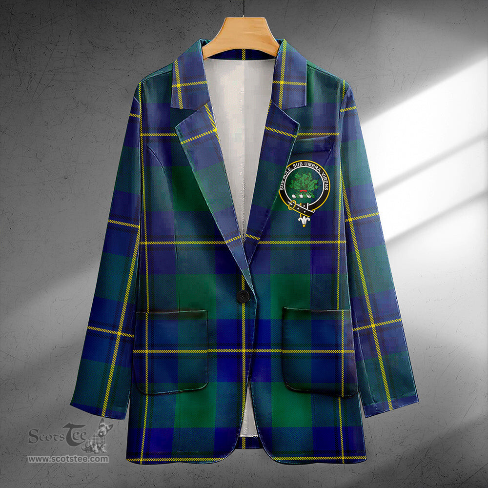 ScotsTee Shop Irvine of Bonshaw Modern Clan Crest Casual Tartan Flat Lapel Collar Blazer Tartan Blazer Cotton
