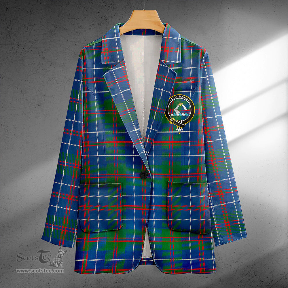 ScotsTee Shop MacHardy Modern Clan Crest Casual Tartan Flat Lapel Collar Blazer Tartan Blazer Cotton