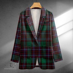 ScotsTee Shop Hunter of Peebleshire Modern Clan Crest Casual Tartan Flat Lapel Collar Blazer Tartan Blazer Cotton