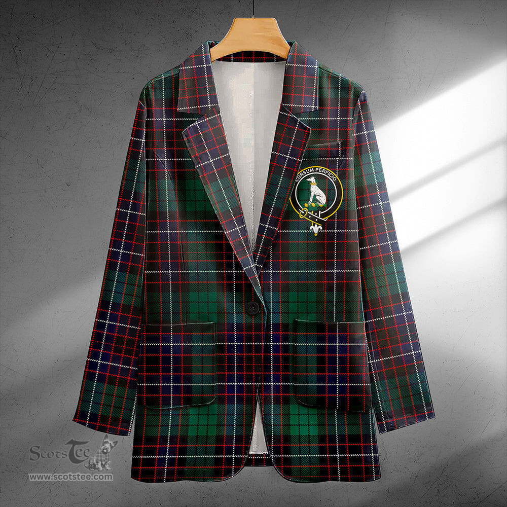 ScotsTee Shop Hunter of Peebleshire Modern Clan Crest Casual Tartan Flat Lapel Collar Blazer Tartan Blazer Cotton