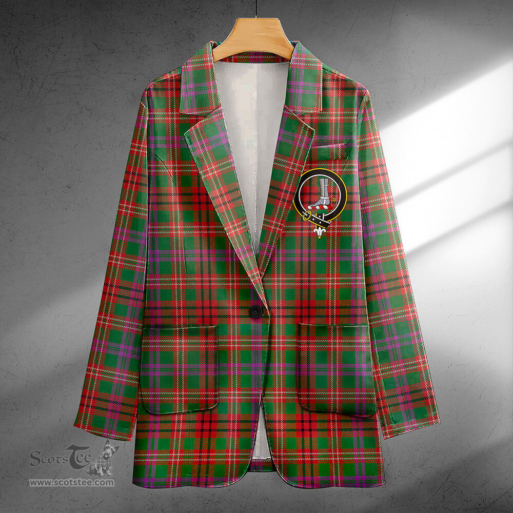 ScotsTee Shop MacCall Ancient Clan Crest Casual Tartan Flat Lapel Collar Blazer Tartan Blazer Cotton