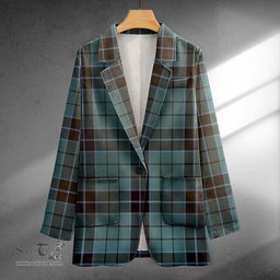 ScotsTee Shop Innes (Georgina) Clan Crest Casual Tartan Flat Lapel Collar Blazer Tartan Blazer Cotton