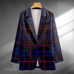 ScotsTee Shop MacCorquodale Modern Clan Crest Casual Tartan Flat Lapel Collar Blazer Tartan Blazer Cotton