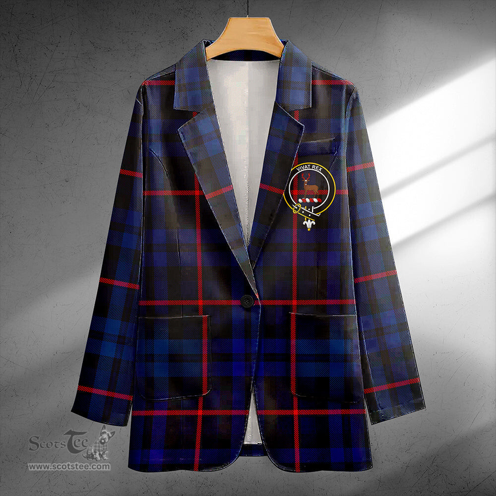 ScotsTee Shop MacCorquodale Modern Clan Crest Casual Tartan Flat Lapel Collar Blazer Tartan Blazer Cotton