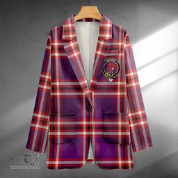 ScotsTee Shop Laing of Archiestown (Lang of Archiestown) Weathered Clan Crest Casual Tartan Flat Lapel Collar Blazer Tartan Blazer Cotton
