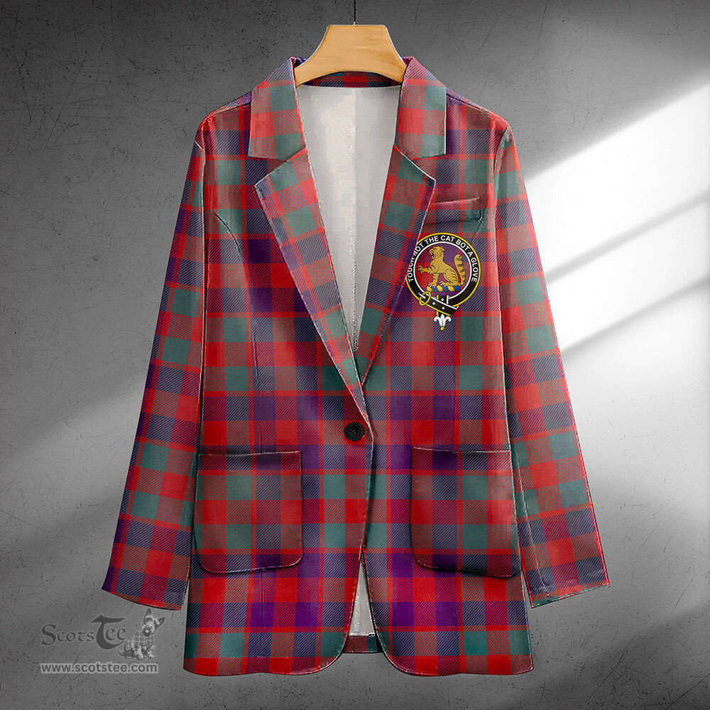 ScotsTee Shop MacGowan (Gow) Weathered Clan Crest Casual Tartan Flat Lapel Collar Blazer Tartan Blazer Cotton