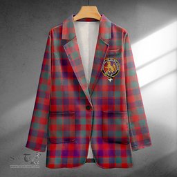 ScotsTee Shop MacGowan (Gow) Weathered Clan Crest Casual Tartan Flat Lapel Collar Blazer Tartan Blazer Cotton