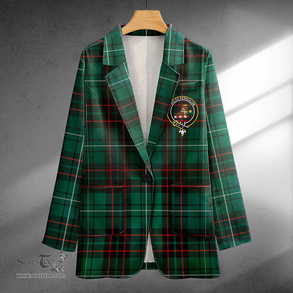 ScotsTee Shop MacAulay of Lewis Modern Clan Crest Casual Tartan Flat Lapel Collar Blazer Tartan Blazer Cotton