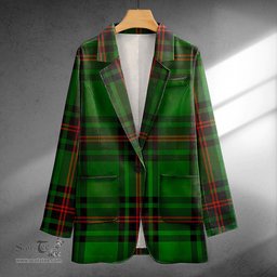 ScotsTee Shop Kinnear Clan Crest Casual Tartan Flat Lapel Collar Blazer Tartan Blazer Cotton