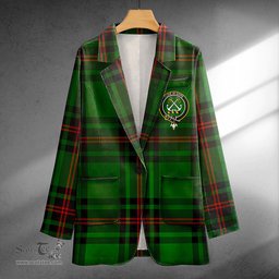ScotsTee Shop Kinnear Clan Crest Casual Tartan Flat Lapel Collar Blazer Tartan Blazer Cotton