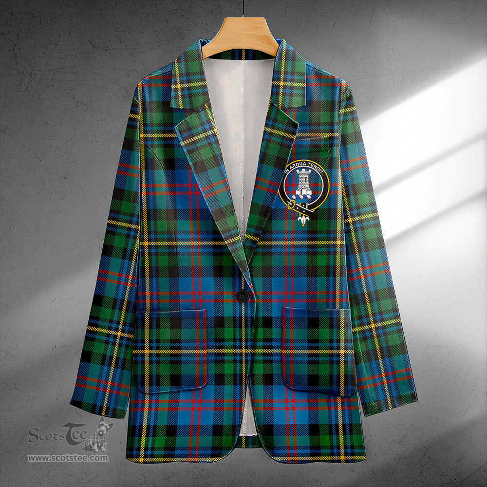 ScotsTee Shop MacCallum of Berwick Ancient Clan Crest Casual Tartan Flat Lapel Collar Blazer Tartan Blazer Cotton