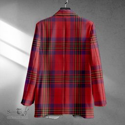 ScotsTee Shop Leslie Weathered Clan Crest Casual Tartan Flat Lapel Collar Blazer Tartan Blazer Cotton