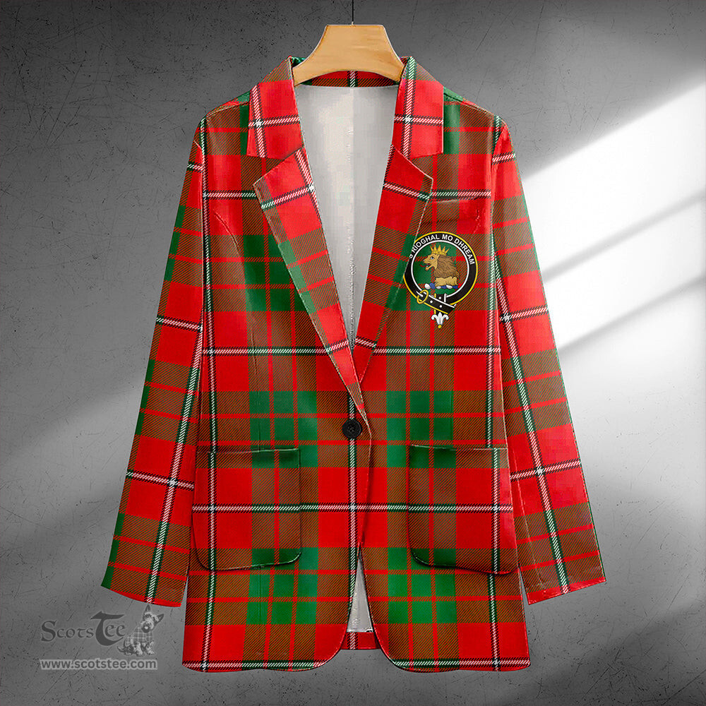 ScotsTee Shop MacGregor of Balquhidder (Gregor of Balquhidder) Modern Clan Crest Casual Tartan Flat Lapel Collar Blazer Tartan Blazer Cotton