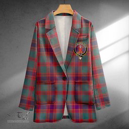 ScotsTee Shop Logan Light Weathered Clan Crest Casual Tartan Flat Lapel Collar Blazer Tartan Blazer Cotton