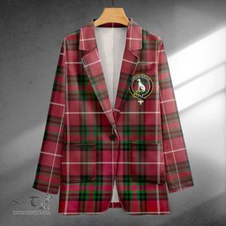 ScotsTee Shop Hunter of Bute (Hunter Maroon) Ancient Clan Crest Casual Tartan Flat Lapel Collar Blazer Tartan Blazer Cotton