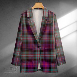 ScotsTee Shop MacDonell of Glengarry Weathered Clan Crest Casual Tartan Flat Lapel Collar Blazer Tartan Blazer Cotton