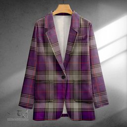 ScotsTee Shop Kinnaird Weathered Clan Crest Casual Tartan Flat Lapel Collar Blazer Tartan Blazer Cotton
