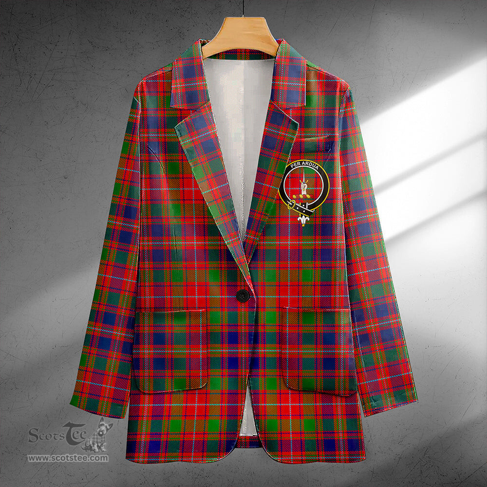 ScotsTee Shop MacIntyre Modern Clan Crest Casual Tartan Flat Lapel Collar Blazer Tartan Blazer Cotton