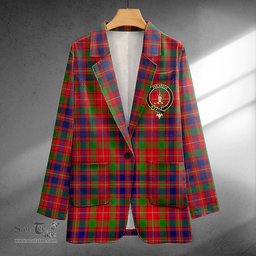 ScotsTee Shop MacIntyre Modern Clan Crest Casual Tartan Flat Lapel Collar Blazer Tartan Blazer Cotton