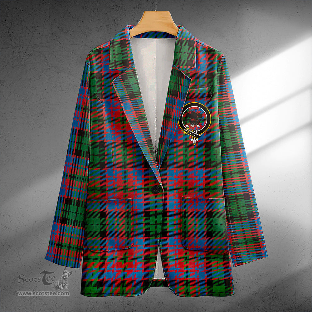 ScotsTee Shop MacInroy Ancient Clan Crest Casual Tartan Flat Lapel Collar Blazer Tartan Blazer Cotton