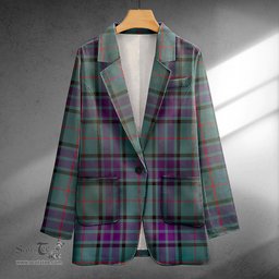 ScotsTee Shop Lauder Weathered Clan Crest Casual Tartan Flat Lapel Collar Blazer Tartan Blazer Cotton